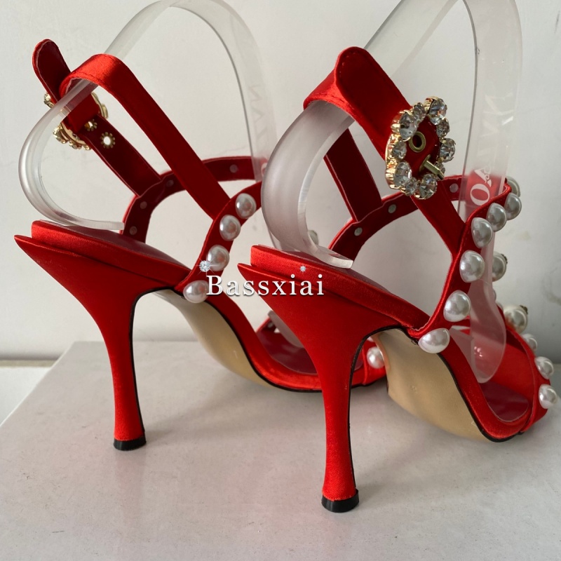 Pearl Bead Decor T-Strap Stile - Sandal Strappy Heeled บทวิจารณ์และราคา