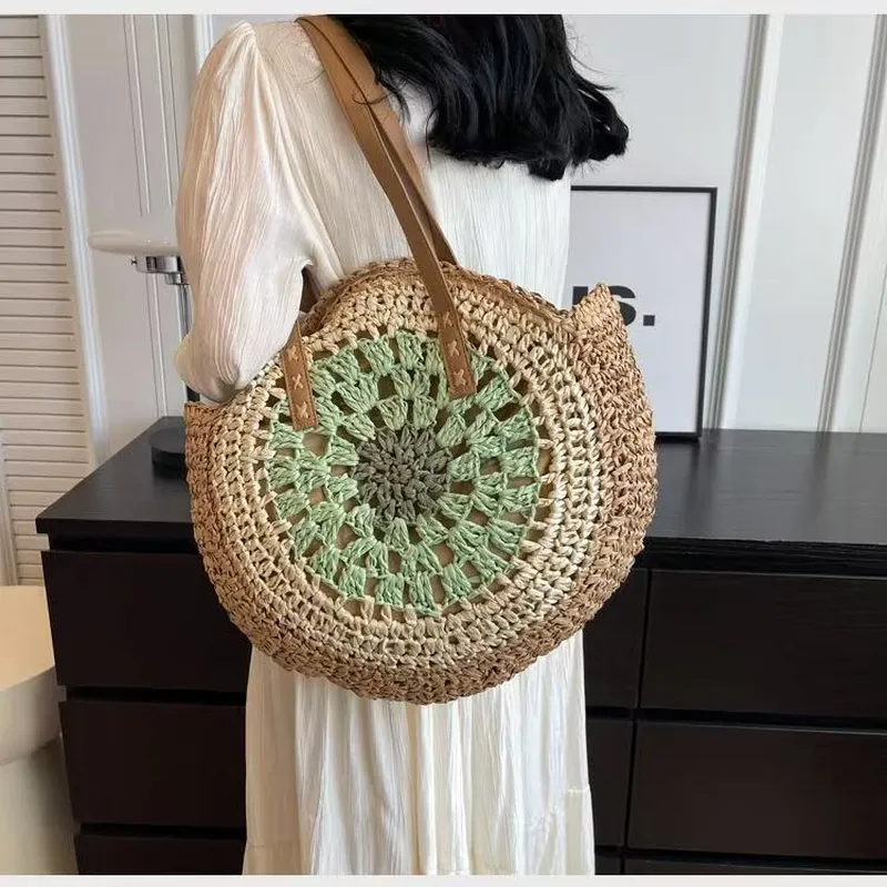 Straw Beach Tote Bag Handwoven - Tote Bag Beach บทวิจารณ์และราคา