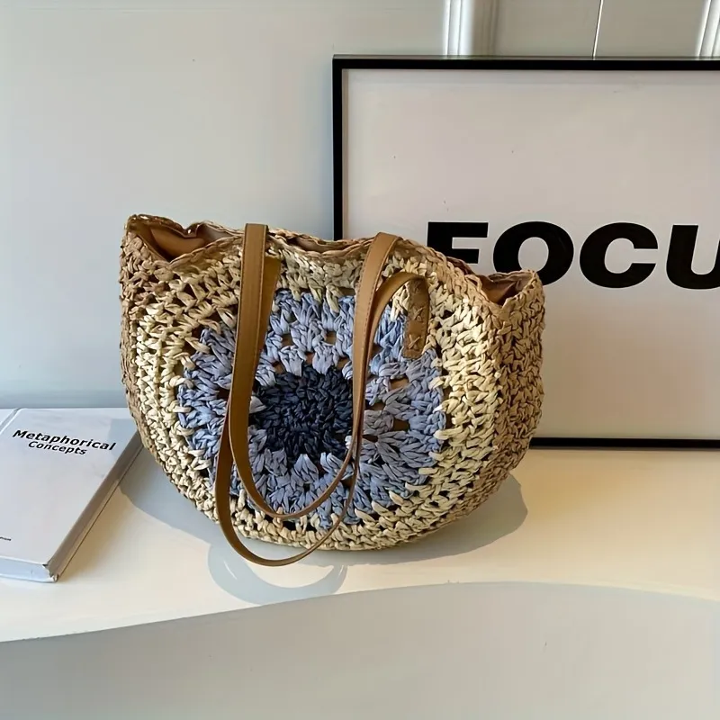 Straw Beach Tote Bag Handwoven - Tote Bag Beach บทวิจารณ์และราคา