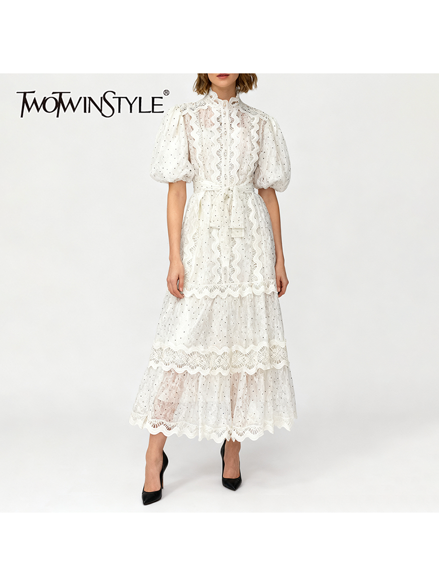 TWOTWINSTYLE Dot Print Sheer D - Linen Dress Wrap บทวิจารณ์และราคา