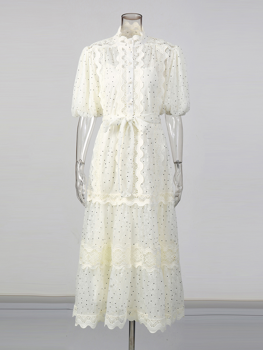 TWOTWINSTYLE Dot Print Sheer D - Linen Dress Wrap บทวิจารณ์และราคา