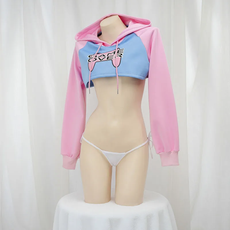 Cute Long Sleeve Crop Top Hood - Crop Top Crochet บทวิจารณ์และราคา