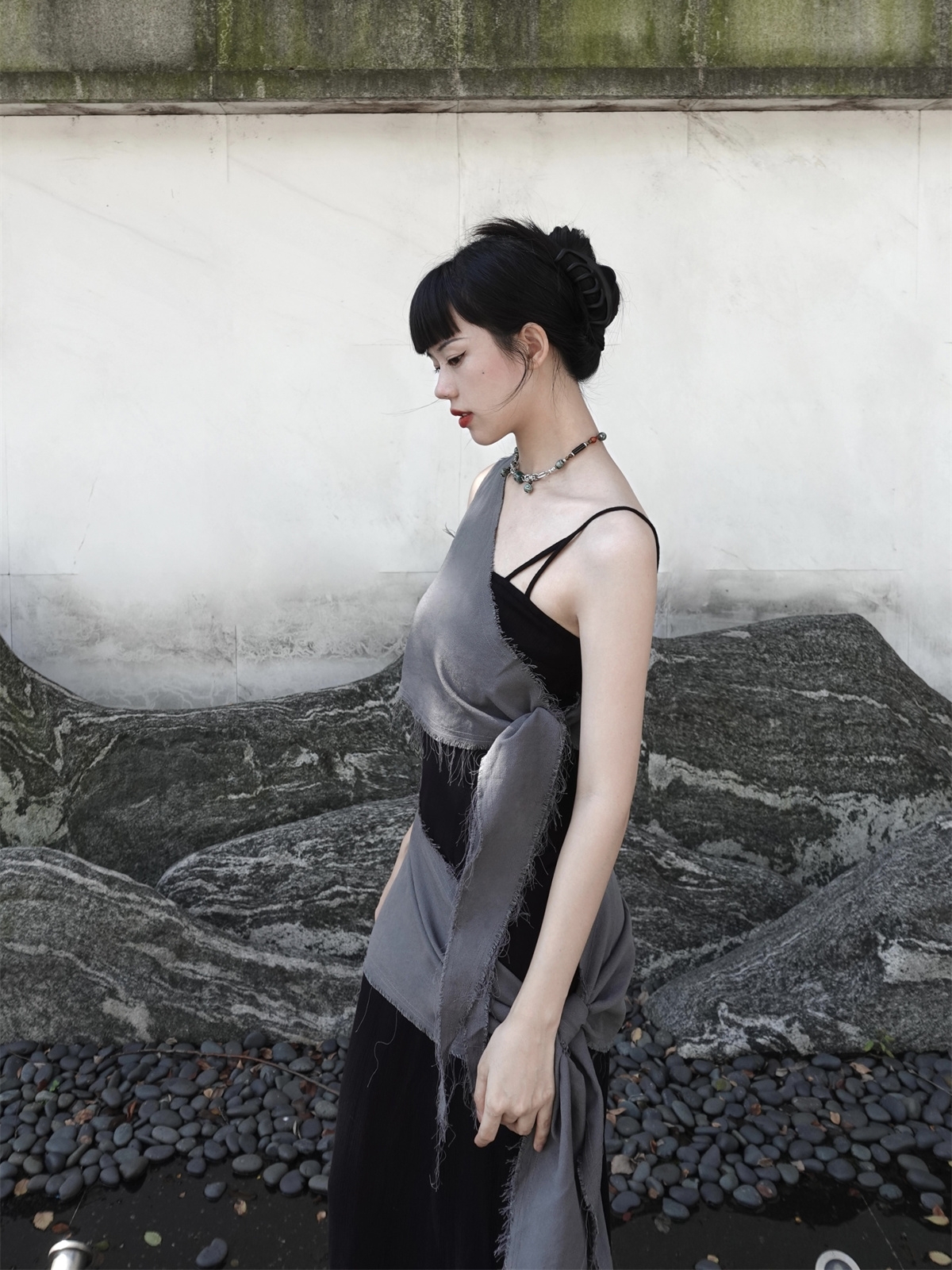 Chill Grey Cotton Linen Black  - Linen Dress Wrap บทวิจารณ์และราคา
