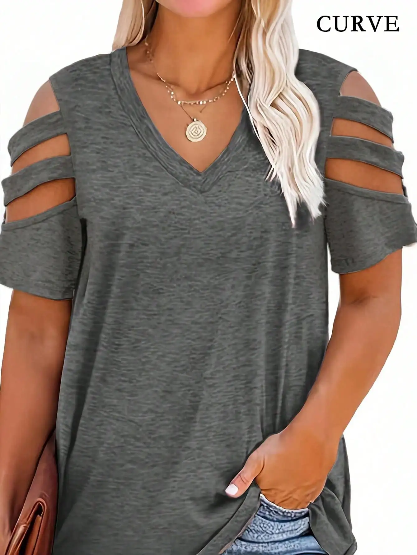 Women Fashion Plus Size 1XL-5X - Blouse Off Shoulder บทวิจารณ์และราคา