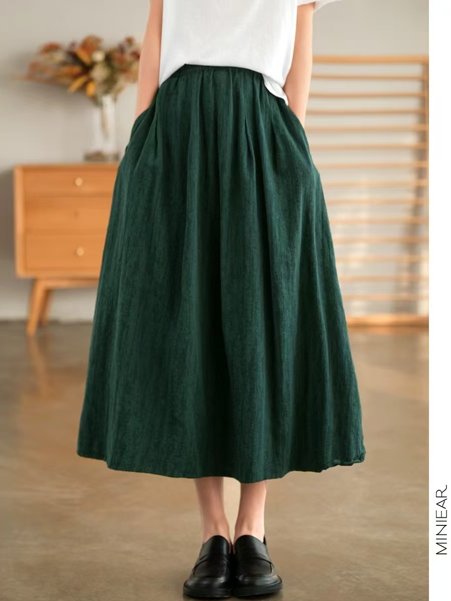 New 2025 Autumn Pure Color Flo - Midi Skirt Floral บทวิจารณ์และราคา
