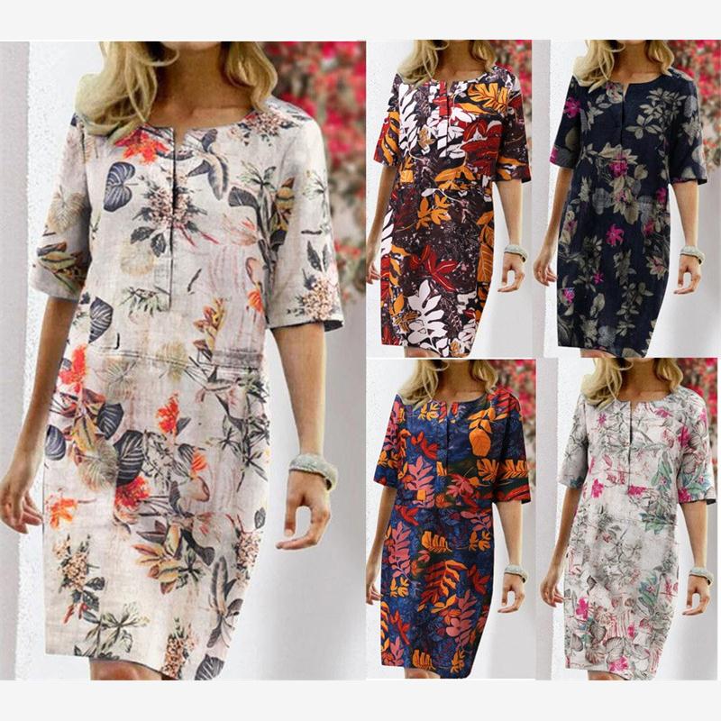 Summer Cotton Linen Printed Wo - Linen Dress Wrap บทวิจารณ์และราคา