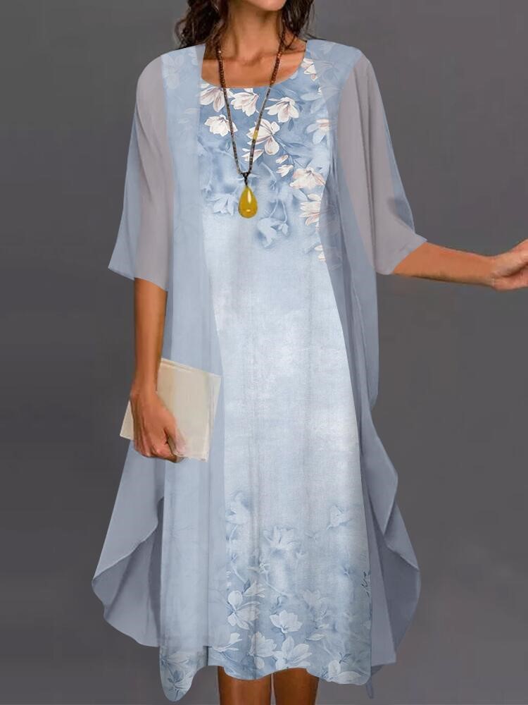 Summer Elegant Dress Two-piece - Romper Floral Print บทวิจารณ์และราคา