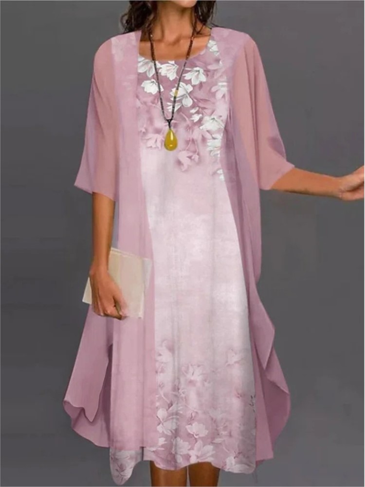 Summer Elegant Dress Two-piece - Romper Floral Print บทวิจารณ์และราคา