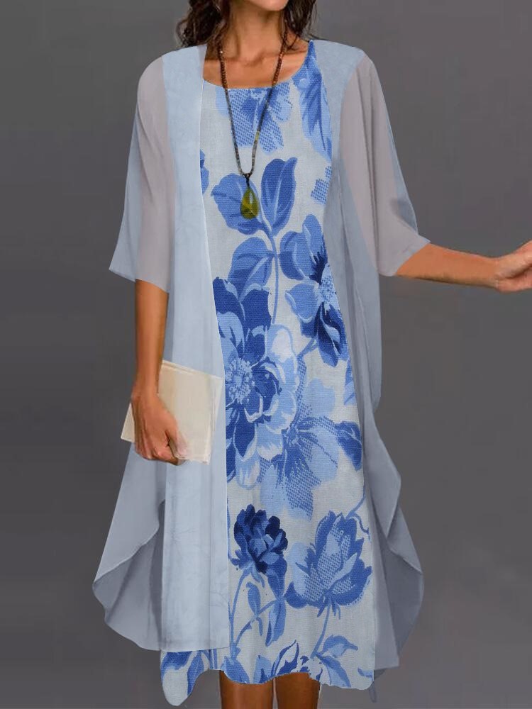Summer Elegant Dress Two-piece - Romper Floral Print บทวิจารณ์และราคา