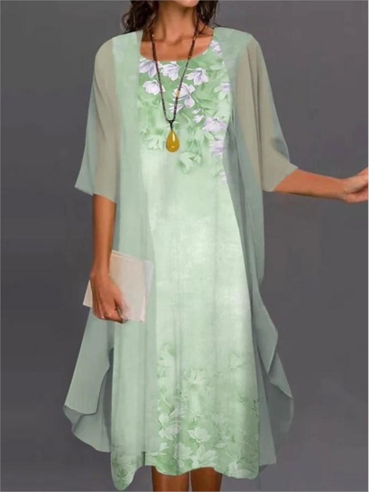 Summer Elegant Dress Two-piece - Romper Floral Print บทวิจารณ์และราคา