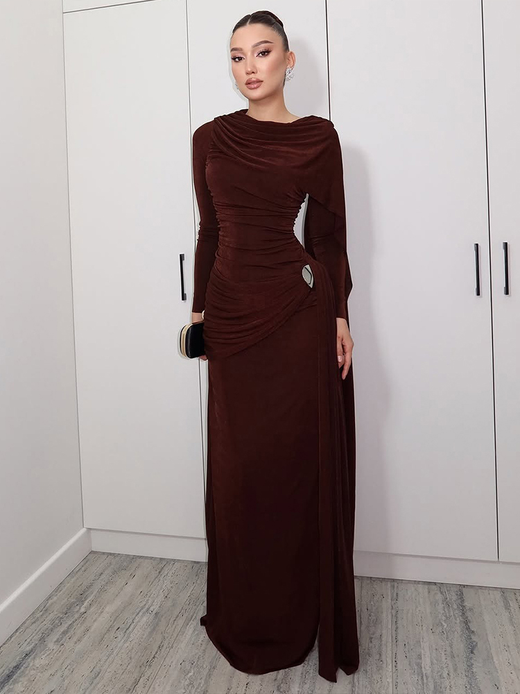 Kliou Ruched Elegant Long Dres - Linen Dress Wrap บทวิจารณ์และราคา
