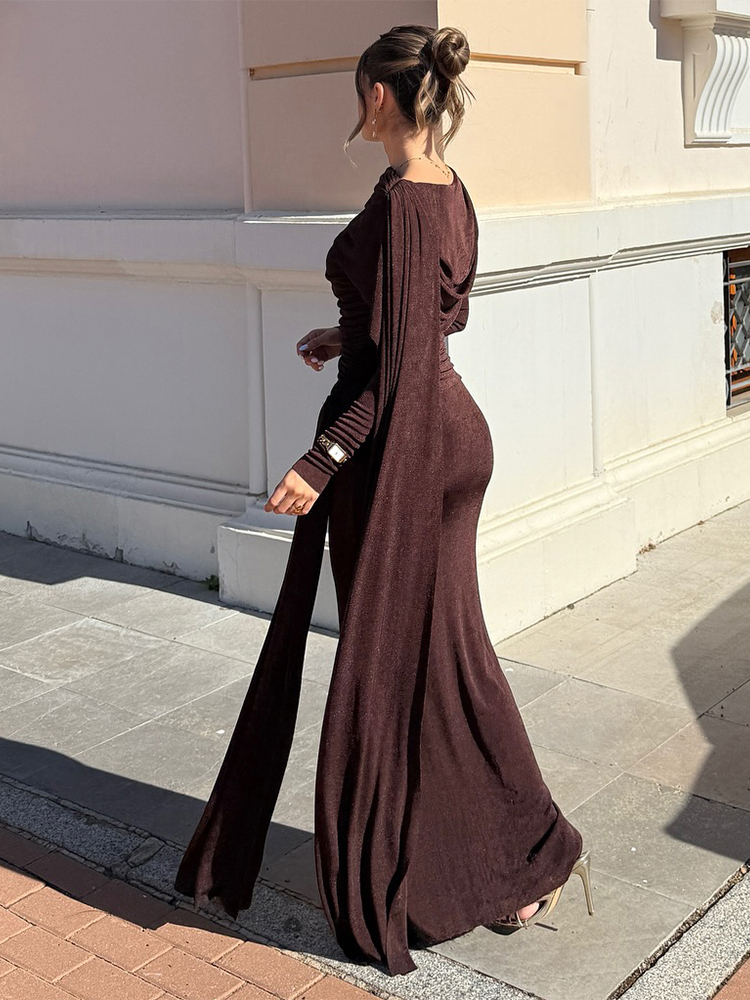 Kliou Ruched Elegant Long Dres - Linen Dress Wrap บทวิจารณ์และราคา