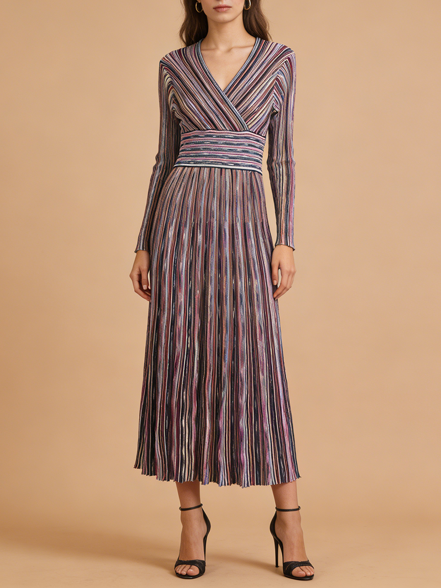 VGH Casual Commute Striped Kni - Linen Dress Wrap บทวิจารณ์และราคา