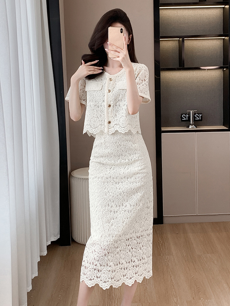 Summer Women Elegant Lace Flor - Midi Skirt Floral บทวิจารณ์และราคา