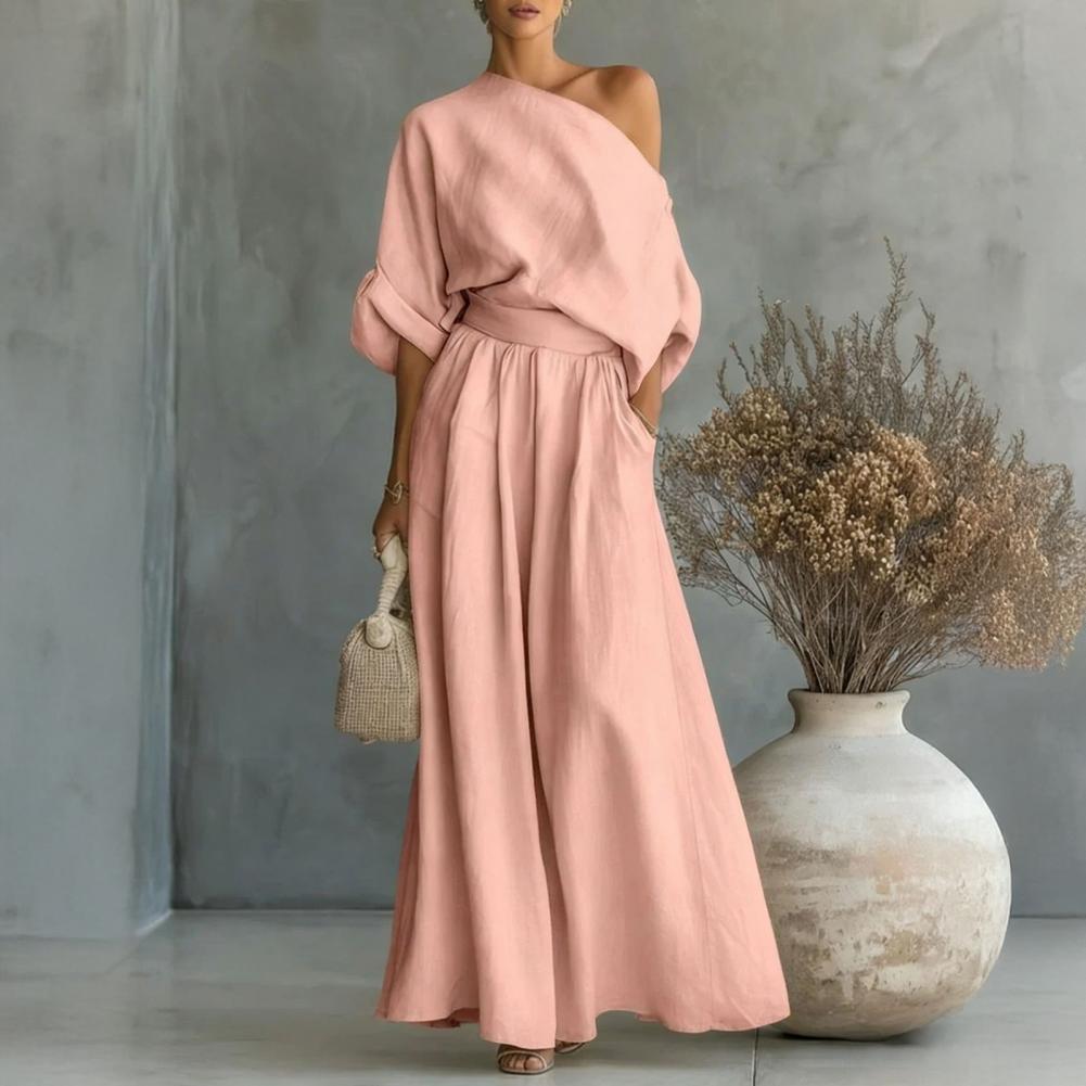 Women Blouse Pants Set Elegant - Blouse Off Shoulder บทวิจารณ์และราคา
