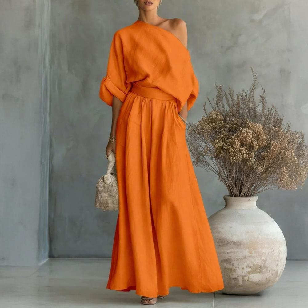 Women Blouse Pants Set Elegant - Blouse Off Shoulder บทวิจารณ์และราคา
