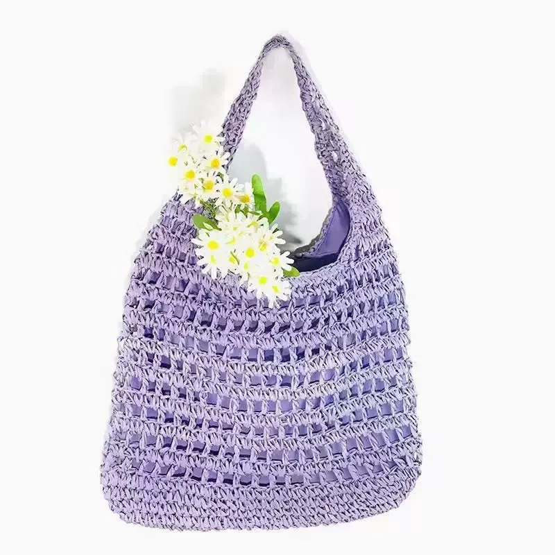 Hollow Woven Straw Tote Bag On - Tote Bag Beach บทวิจารณ์และราคา