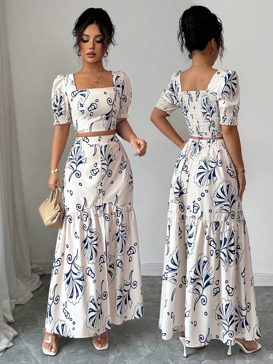 Floral Print Women 2Pcs Outfit - Romper Floral Print บทวิจารณ์และราคา