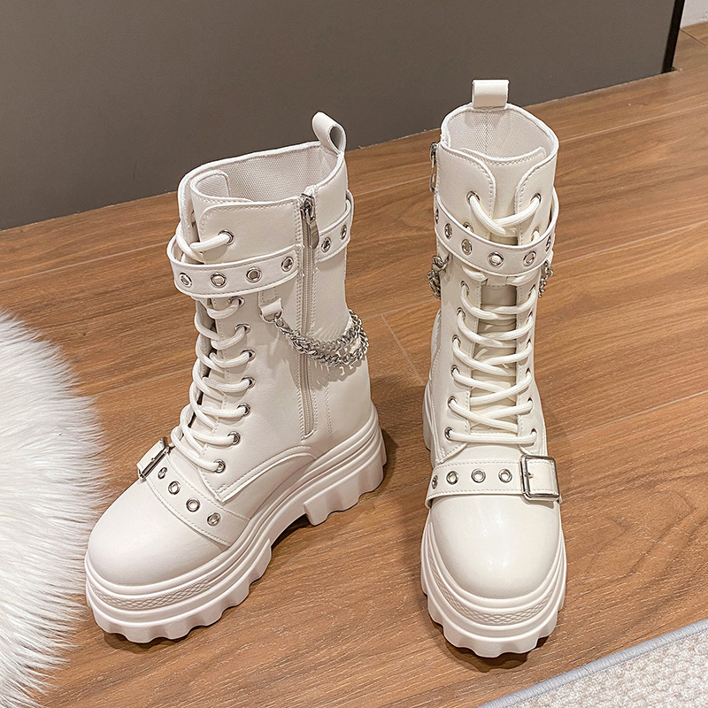 Autumn Thick Heel Ankle Boots  - Wedge Espadrille Women บทวิจารณ์และราคา