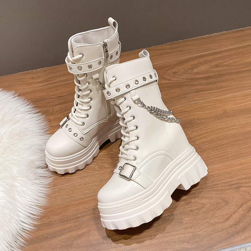 Autumn Thick Heel Ankle Boots  - Wedge Espadrille Women บทวิจารณ์และราคา