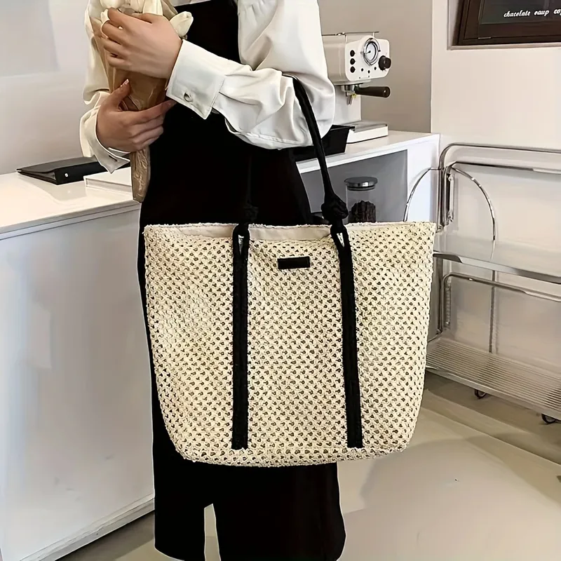 Hollow Straw Woven Tote Bag fo - Tote Bag Beach บทวิจารณ์และราคา