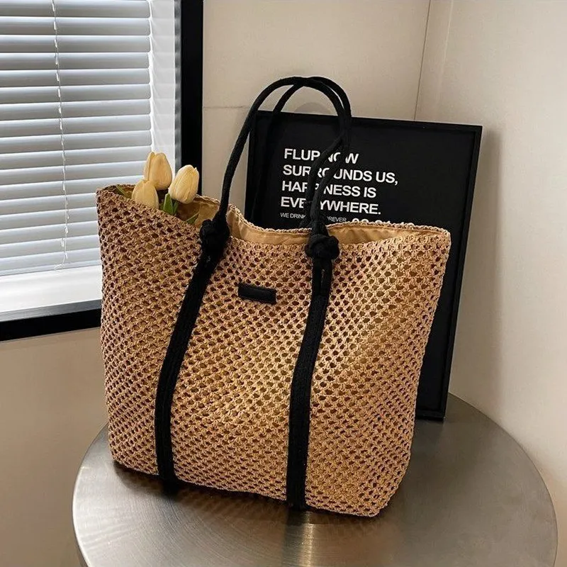 Hollow Straw Woven Tote Bag fo - Tote Bag Beach บทวิจารณ์และราคา