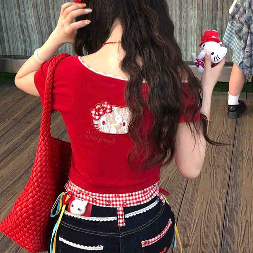 Hello Kitties Summer Women's S - Blouse Off Shoulder บทวิจารณ์และราคา