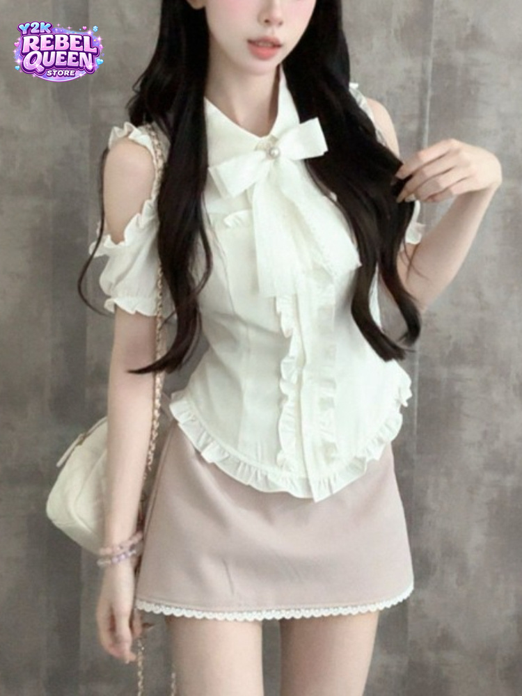 Japanese Sweet New 2 Piece Set - Blouse Off Shoulder บทวิจารณ์และราคา