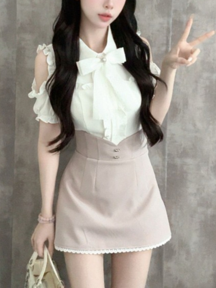 Japanese Sweet New 2 Piece Set - Blouse Off Shoulder บทวิจารณ์และราคา