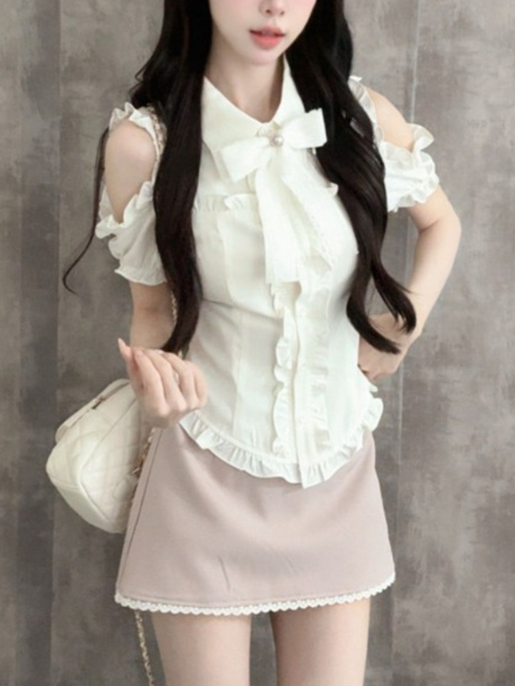 Japanese Sweet New 2 Piece Set - Blouse Off Shoulder บทวิจารณ์และราคา
