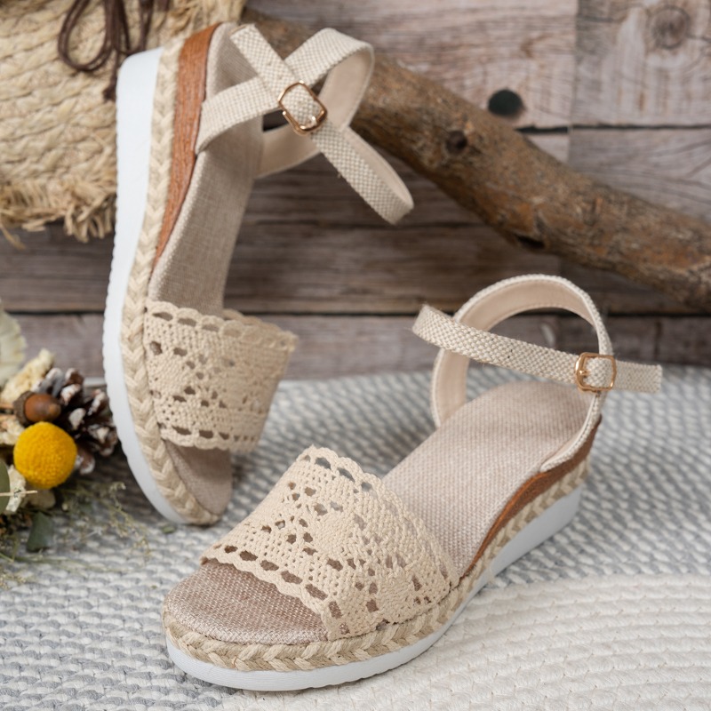 Women Lace Wedge Sandals Espad - Wedge Espadrille Women บทวิจารณ์และราคา