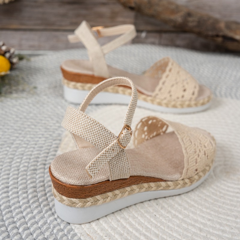 Women Lace Wedge Sandals Espad - Wedge Espadrille Women บทวิจารณ์และราคา