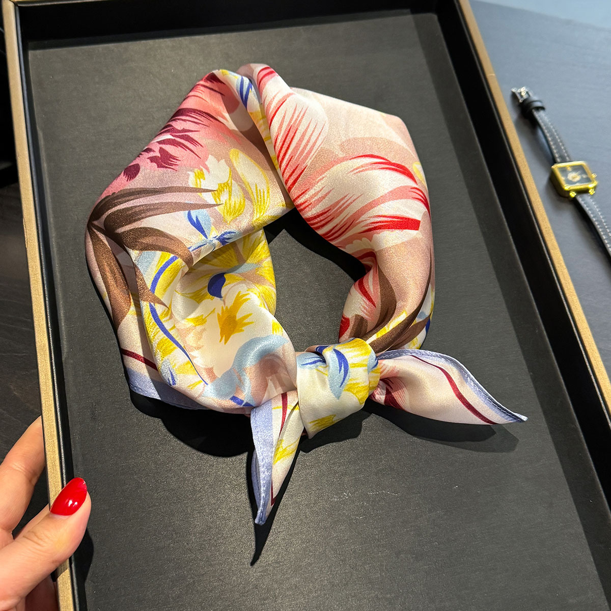 New 100% Silk Square Scarf for - Headband Summer Knit บทวิจารณ์และราคา