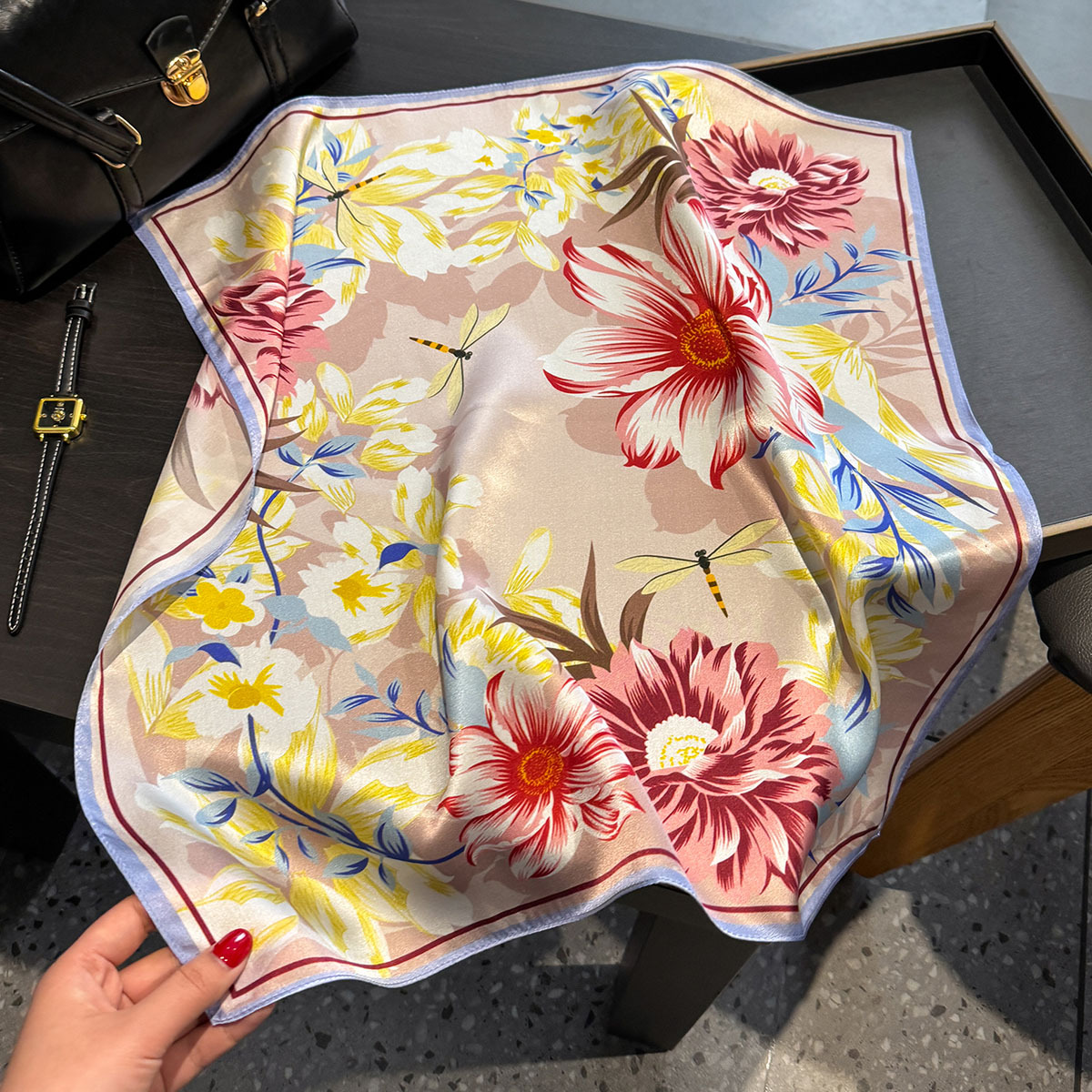New 100% Silk Square Scarf for - Headband Summer Knit บทวิจารณ์และราคา