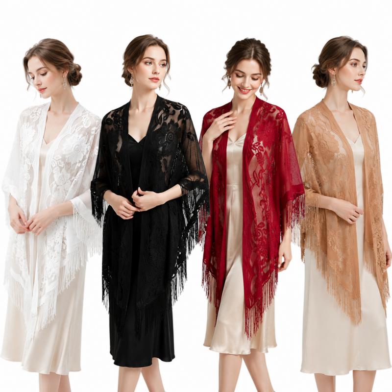 Floral Lace Shawl Wrap Women E - Kimono Sheer Floral บทวิจารณ์และราคา