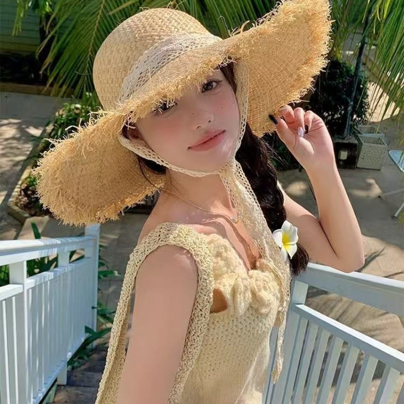 Women Raffia Straw Sun Hat Wid - Hat Floppy Wide บทวิจารณ์และราคา