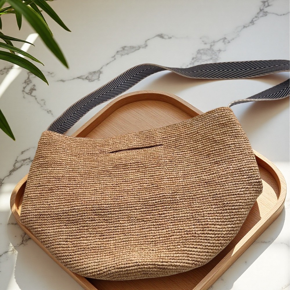 New Raffia Rainbow Bucket Bag  - Crochet Bag Raffia บทวิจารณ์และราคา