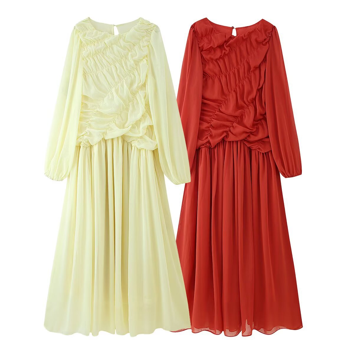 Autumn Long Sleeve Dresses 202 - Linen Dress Wrap บทวิจารณ์และราคา