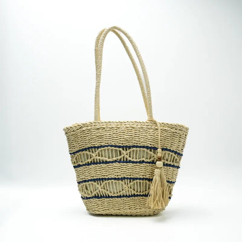 Hollow-Shoulder Straw Tote Bag - Tote Bag Beach บทวิจารณ์และราคา