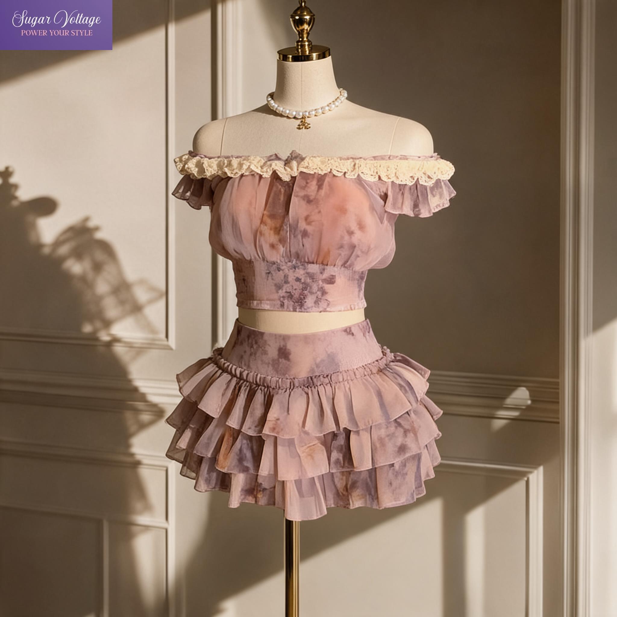 French Sweet Coquette Off Shou - Romper Floral Print บทวิจารณ์และราคา