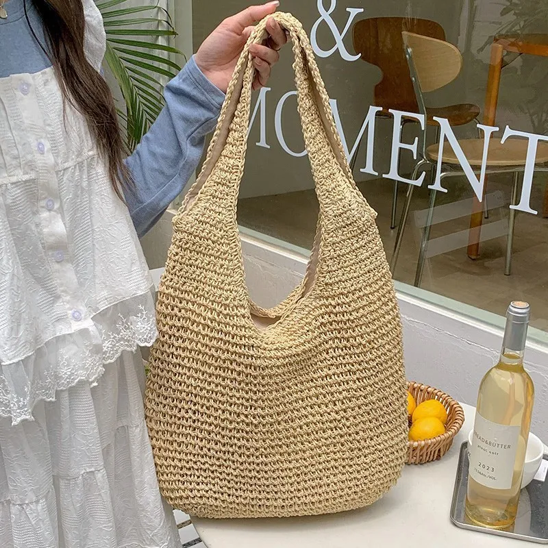 High-end hand-woven straw tote - Tote Bag Beach บทวิจารณ์และราคา