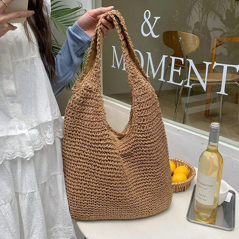 High-end hand-woven straw tote - Tote Bag Beach บทวิจารณ์และราคา