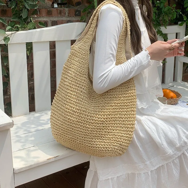 High-end hand-woven straw tote - Tote Bag Beach บทวิจารณ์และราคา