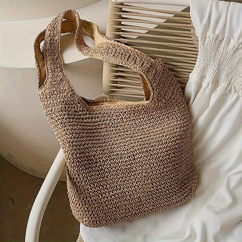 High-end hand-woven straw tote - Tote Bag Beach บทวิจารณ์และราคา