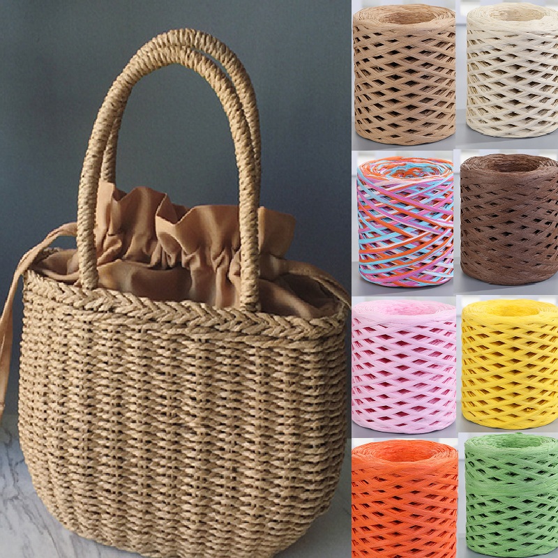 200m Natural Raffia Straw Yarn - Crochet Bag Raffia บทวิจารณ์และราคา