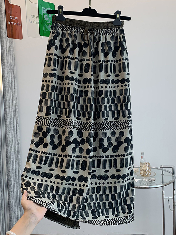 Retro Floral Print Loose Light - Midi Skirt Floral บทวิจารณ์และราคา