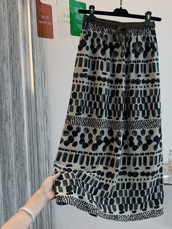 Retro Floral Print Loose Light - Midi Skirt Floral บทวิจารณ์และราคา