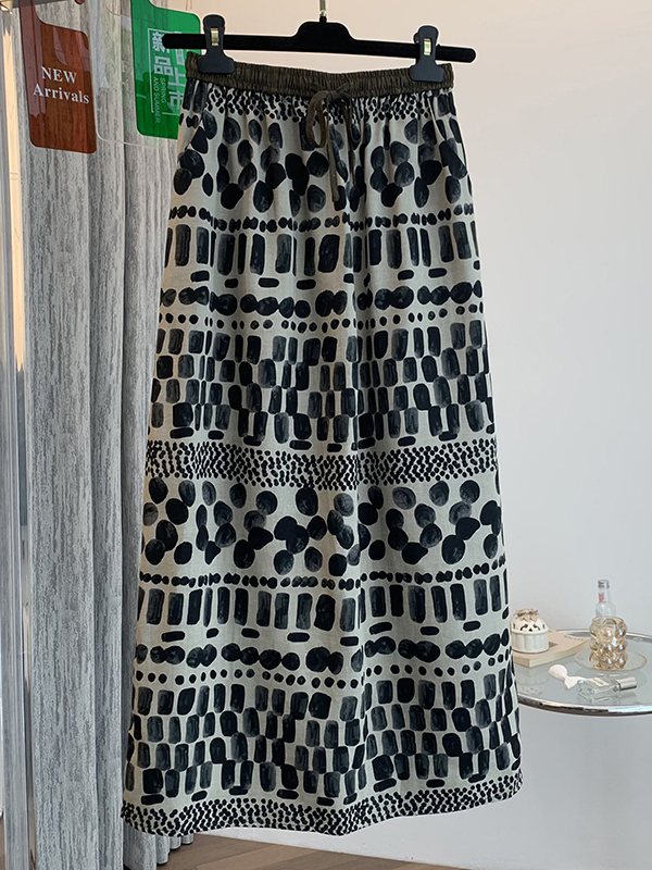 Retro Floral Print Loose Light - Midi Skirt Floral บทวิจารณ์และราคา