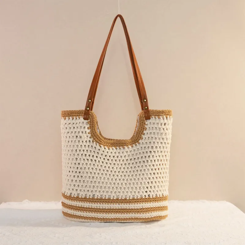 Women's large-capacity hand-wo - Tote Bag Beach บทวิจารณ์และราคา