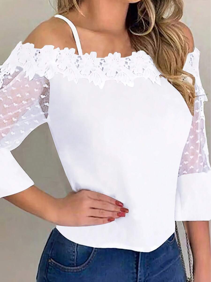 Purple Floral Print Off Should - Blouse Off Shoulder บทวิจารณ์และราคา